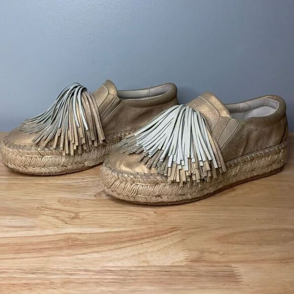 J Slides Raoul Espadrilles Pompom Accent Metallic Leather Sneaker Women’s Size 6 - Picture 5 of 15